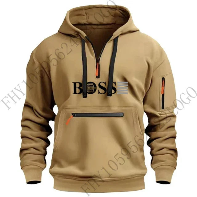Sweat à capuche pour hommes, multi-poches avec fermeture éclair, pour nouvelle collection 2025