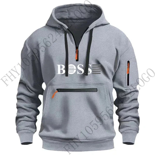 Sweat à capuche pour hommes, multi-poches avec fermeture éclair, pour nouvelle collection 2025