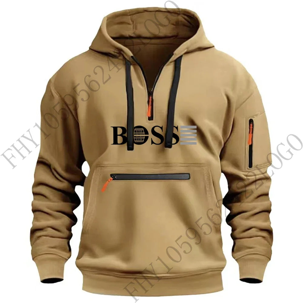 Sweat à capuche pour hommes, multi-poches avec fermeture éclair, pour nouvelle collection 2025