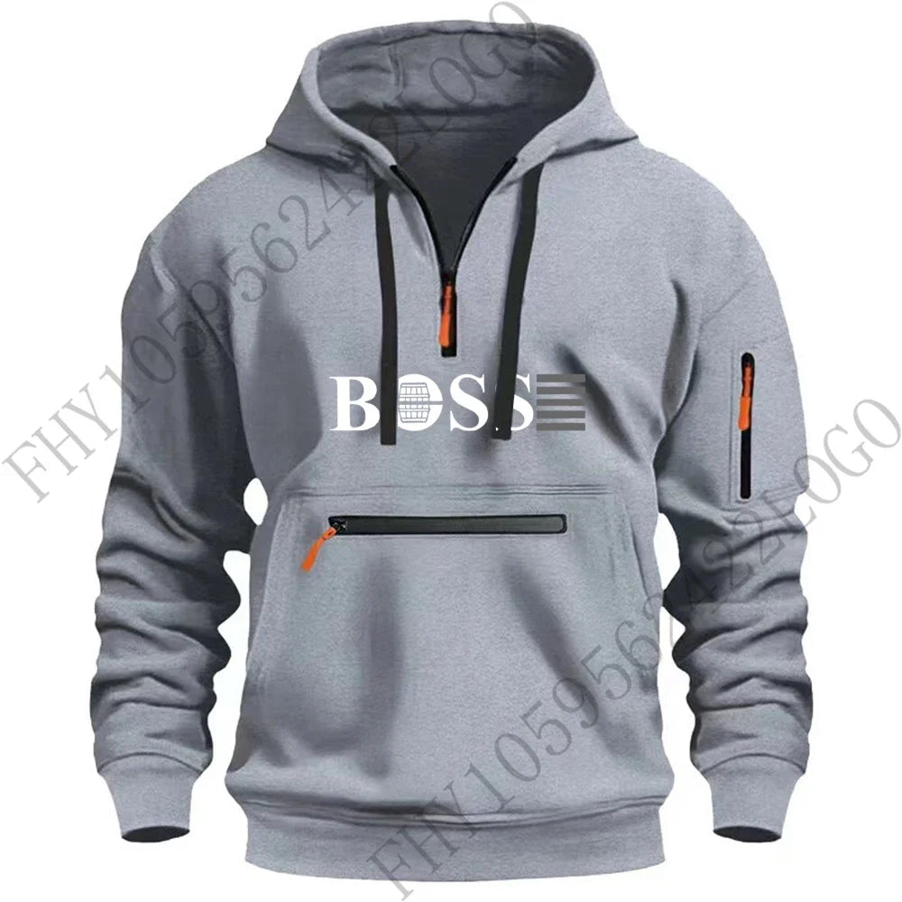 Sweat à capuche pour hommes, multi-poches avec fermeture éclair, pour nouvelle collection 2025